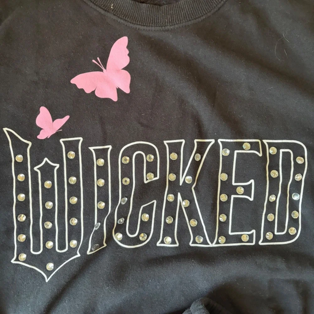Wicked Universal Studios Kids Small Black Pink Rhinestone‎ Sweatshirt Pants Set